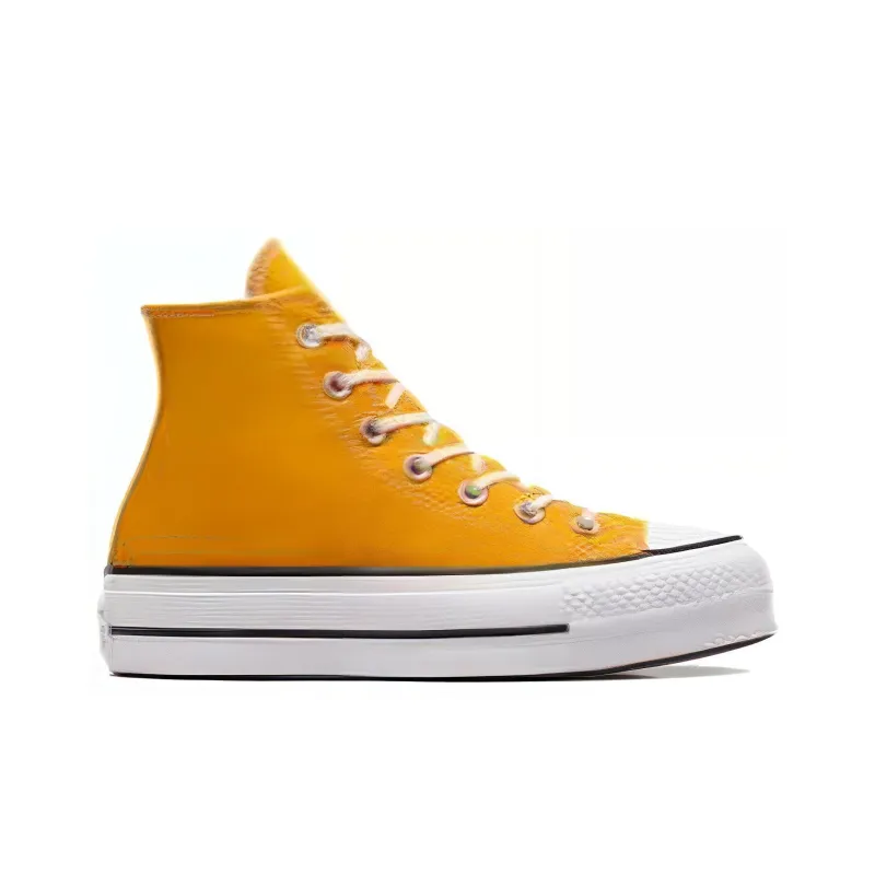 Converse All Star Lift Anti Slip Wear Resistant High Top Canvas Shoes Women's Yellow-2