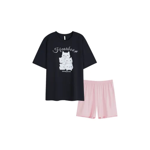 Sha Qian Pajama Set Summer Women's Black