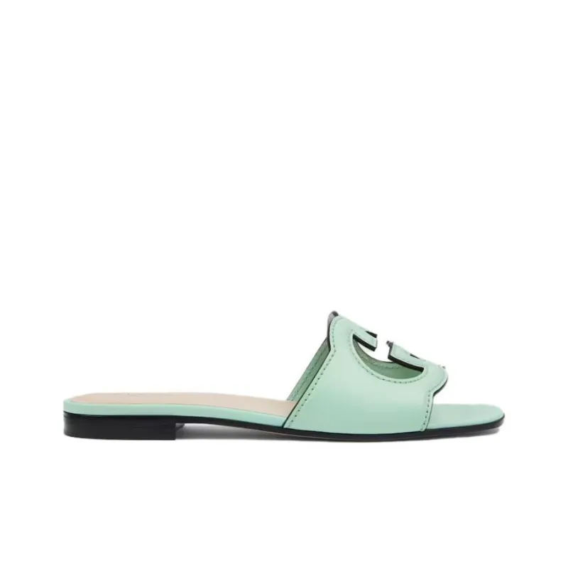 GUCCI Interlocking Slide Slippers Women's Mint Green-1