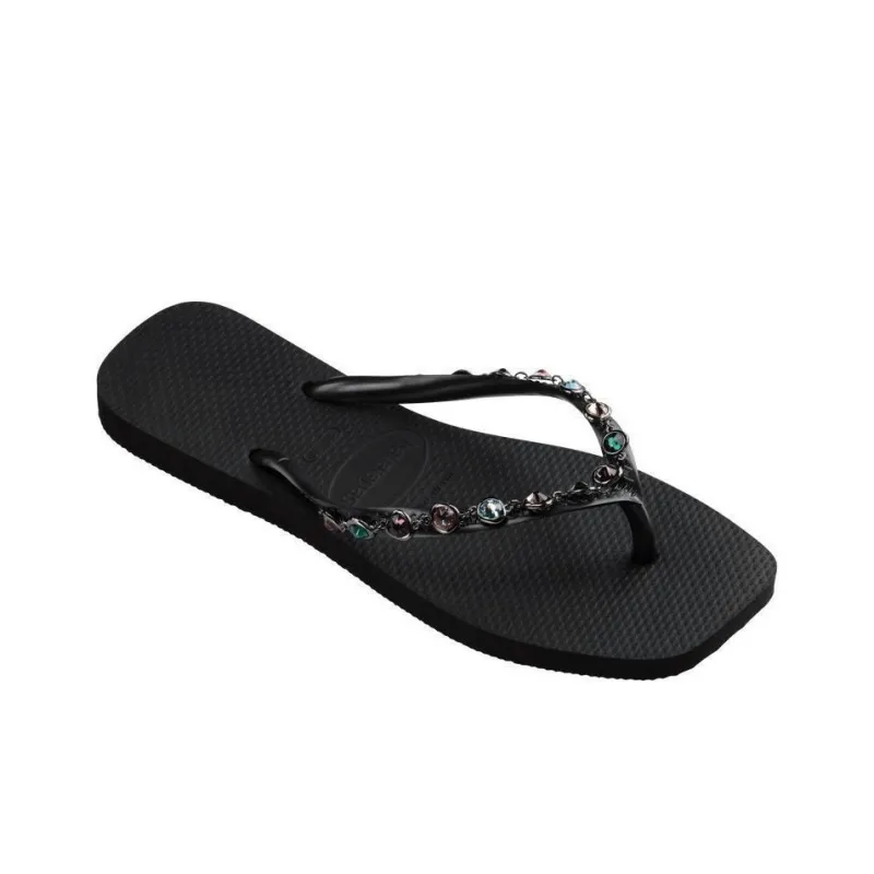 Havaianas Rhinestone Slip-Resistant Flip Flops Women's Black-2