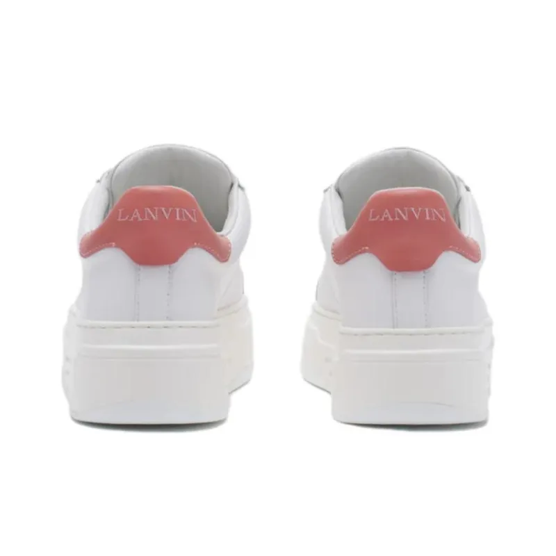 Lanvin DDB0 Low Top Skateboard Shoes Women's White Pink-4