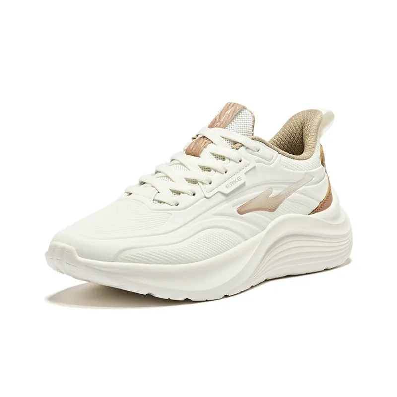 Erke Cushioning Wear-Resistant Low-Top Running Shoes Women's Microcrystalline White Deer Brown-2