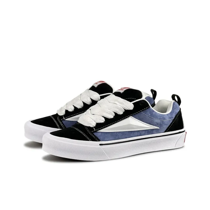 LuzaoT SUPER DRAG Anti Slip Wear Resistant Low Top Skateboard Shoes Unisex Black Blue-2