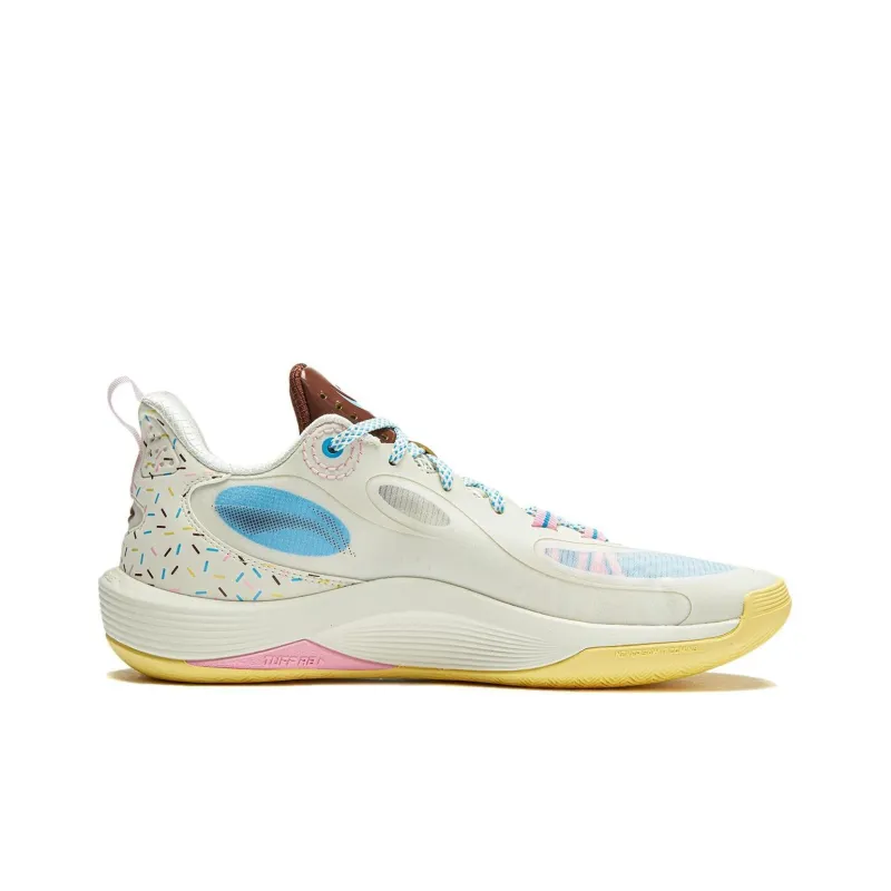 LiNing Shining Cushioning Anti Slip Wear Resistant Breathability Low Top Basketball Shoes Men's Beige White Brown-1