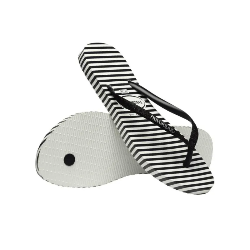 Havaianas Slim Flip Flops Women's Black White-5