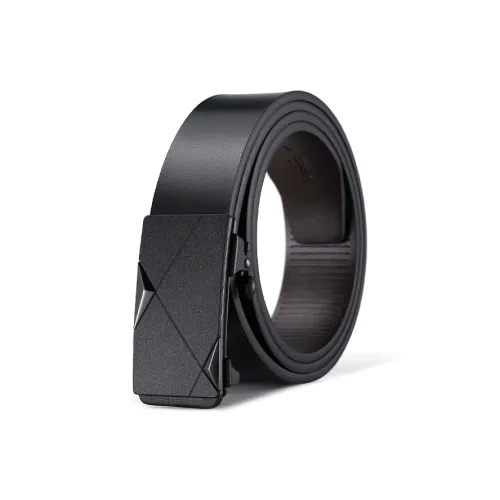 AUGTARLION Casual Business Commute Smooth Buckle Belt Cow Leather Leather Belts Men's Black Width  3.5cm