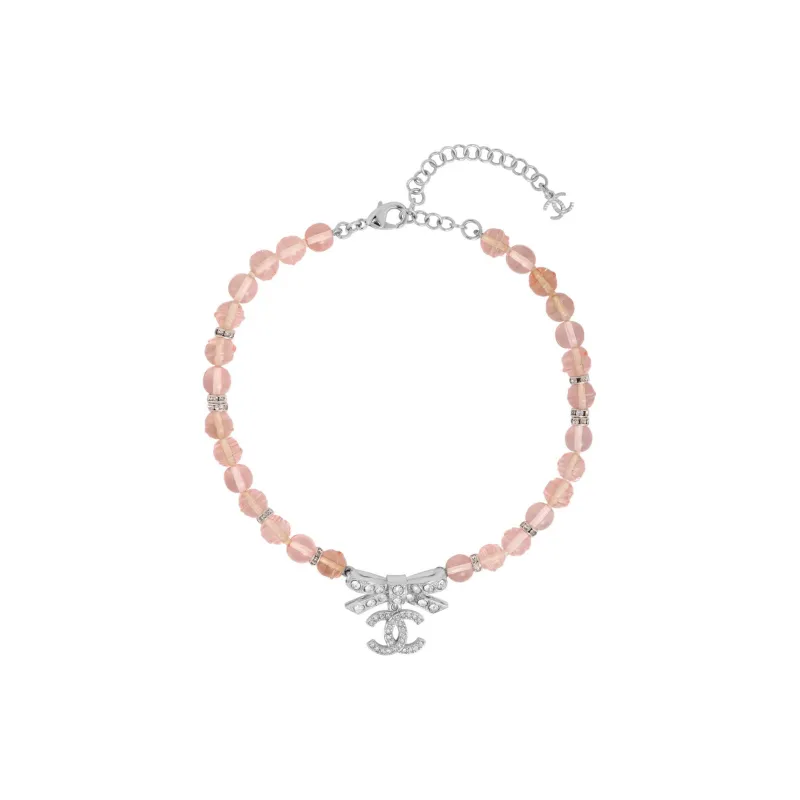 CHANEL Metal Necklaces Women's Pink-2