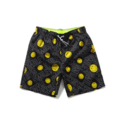 GAILANG Beach Shorts Men All Over Print Smiley Face