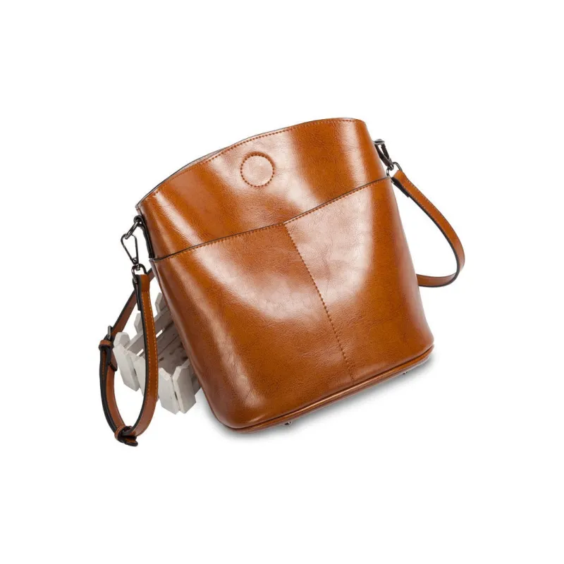 H YXIANG Oil Wax Cow Leather Crossbody Bag, Shoulder Bag Women's Red/Green/Black/Caramel-7