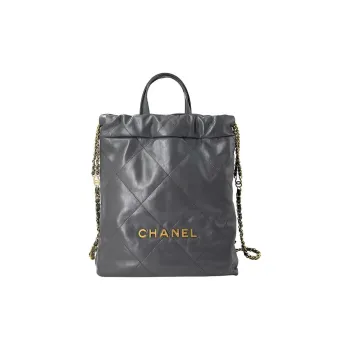 CHANEL Calfskin Backpack Unisex Dark Gray
