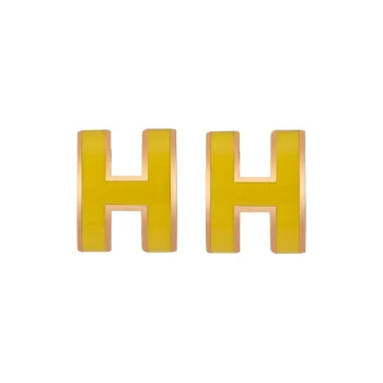 HERMES Metal Rose Gold-Plated Earrings Women's Yellow