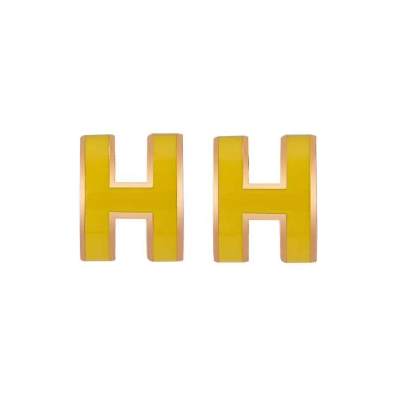 HERMES Metal Rose Gold-Plated Earrings Women's Yellow-0