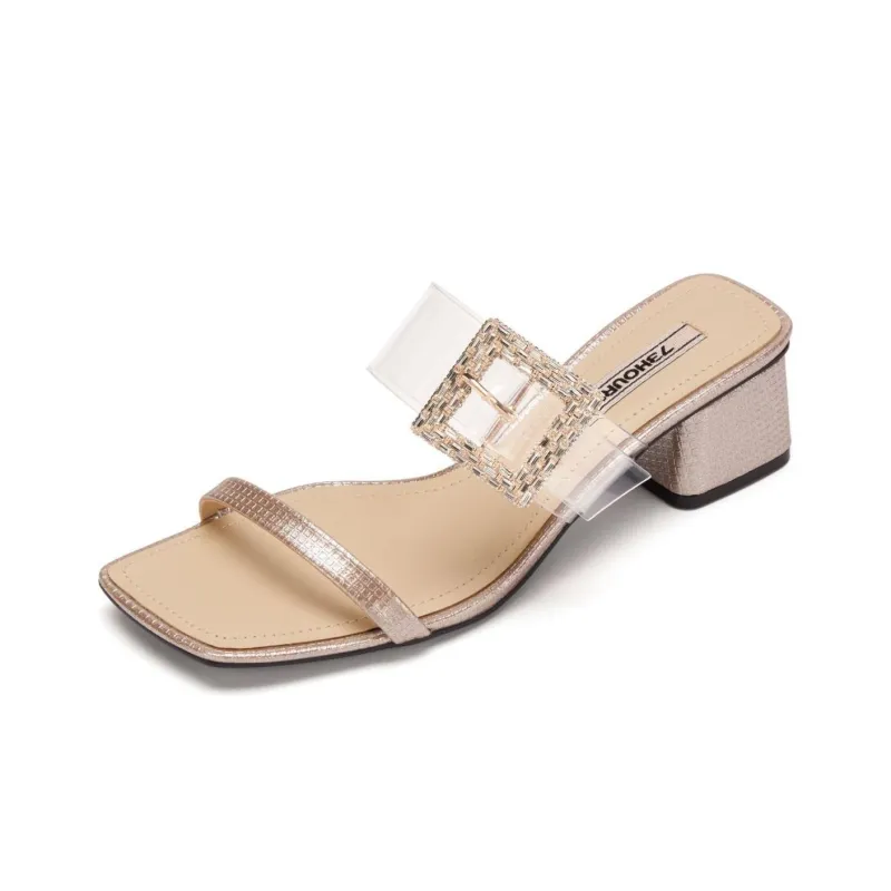 73Hours Slide Slippers Women's Champagne Gold-1