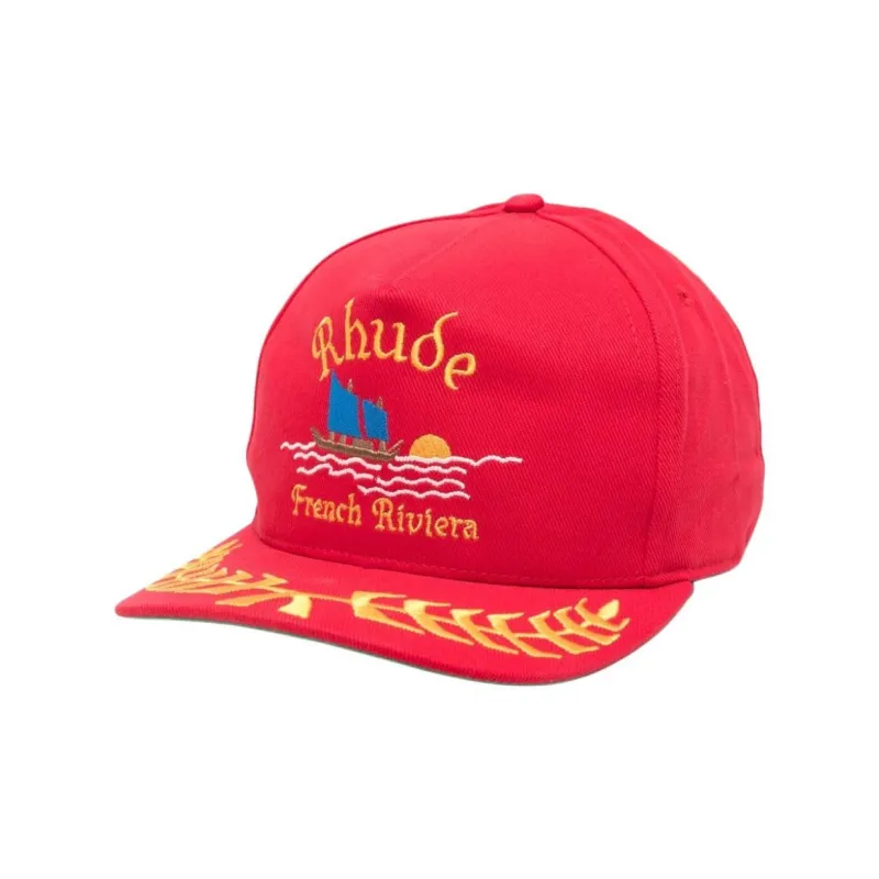 RHUDE Slogan embroidered Cotton Cap-0
