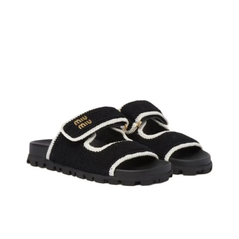 MIU MIU Slide Slippers Women's Black-2