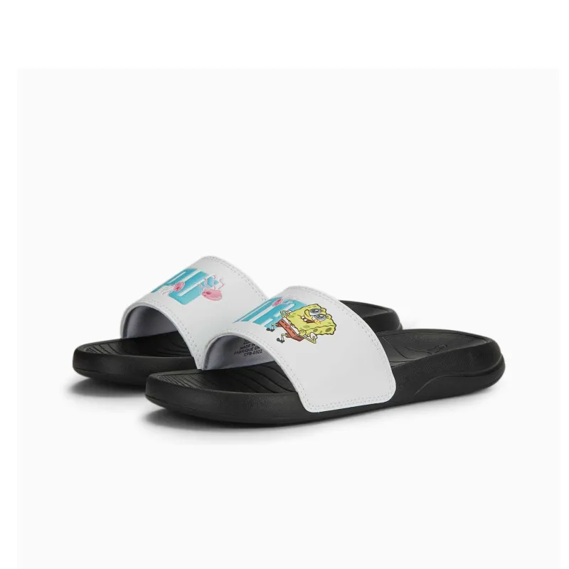 SPONGEBOB SQUAREPANTS x PUMA Popcat 20 Rubber Sole Slide Slippers Unisex White Black-2