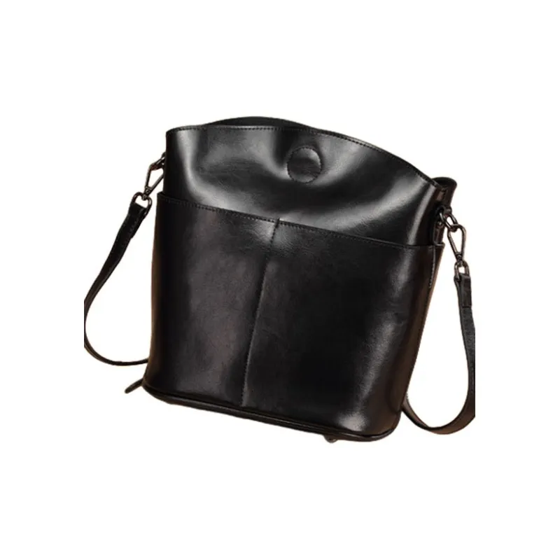 H YXIANG Oil Wax Cow Leather Crossbody Bag, Shoulder Bag Women's Red/Green/Black/Caramel-4