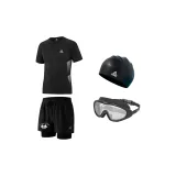 Four-Piece Set (Short-Sleeved+Swimming Shorts+Swim Goggles+Swimming Cap)