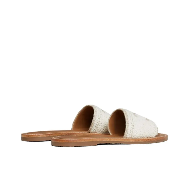 CELINE Triomphe Casual Slippers Women's White-3