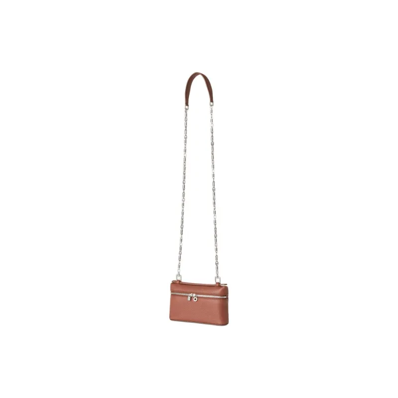 Loro Piana ExtraPocket Litchi Grain Cow Leather Clutch Mini Women's Red Brown-2