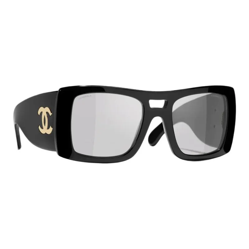 CHANEL Acetate Aviator Sunglasses Unisex Black-2