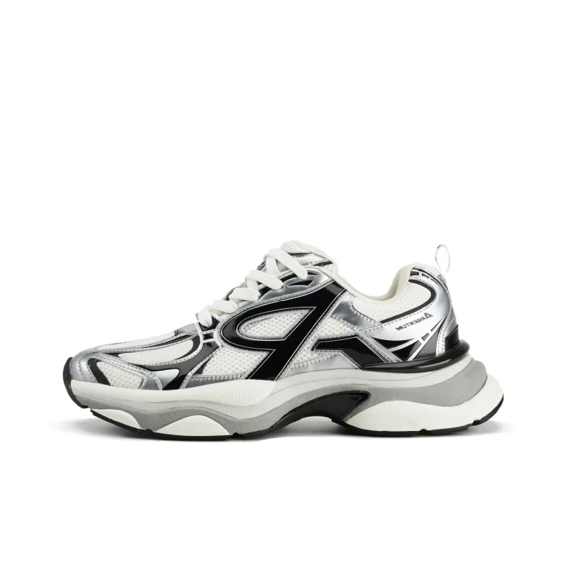 RASS Cushioning Lightweight Height Increasing Low Top Running Shoes Unisex Liquid Silver-0