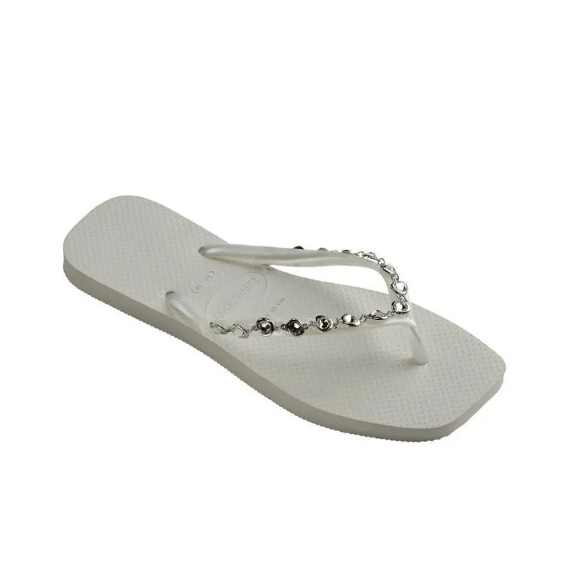 Havaianas Rhinestone Slip-Resistant Flip Flops Women's White-2