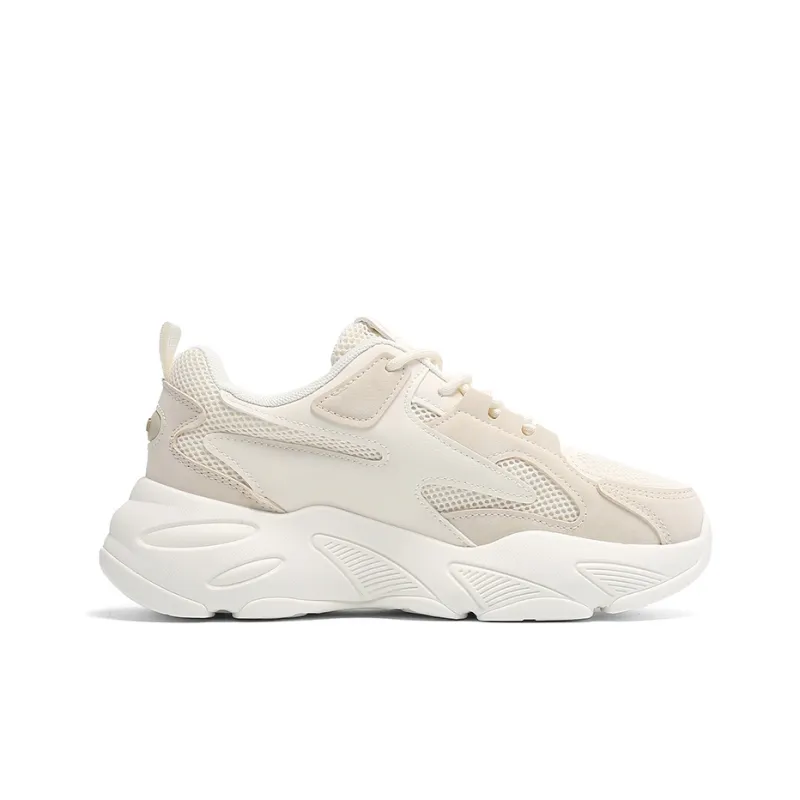 Warrior Trendy Casual Shoes Durable Breathable Lightweight Low-Top Chunky Sneakers Women's Beige-2