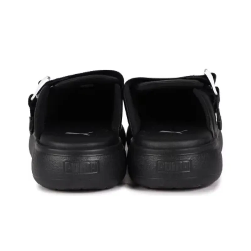 PUMA Suede Mayu Leather Mule Black Silver Women's-3