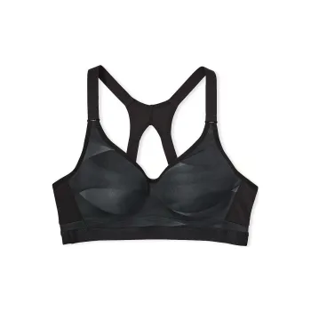 Victoria's Secret INCREDIBLE Marvel Collection 9415 Sports Bra With Plunge Bra Women's Black And Gray Waves