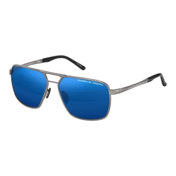 PORSCHE DESIGN Pure Titanium Irregular Shape Sunglasses Men's Black