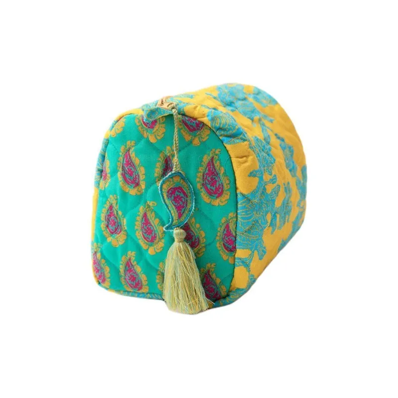 ZARA Cotton Clutches Toiletry Bags Small Size Women's Turquoise-1
