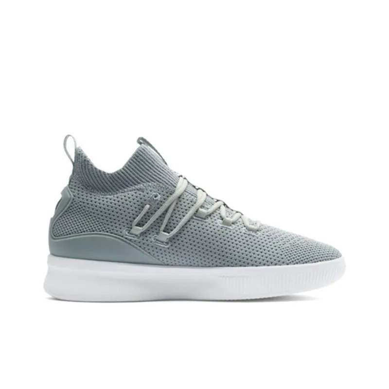 PUMA Clyde Court Core Slip Resistant, Abrasion Resistant, Lightweight Mid Top Basketball Shoes Men's Light Gray-1