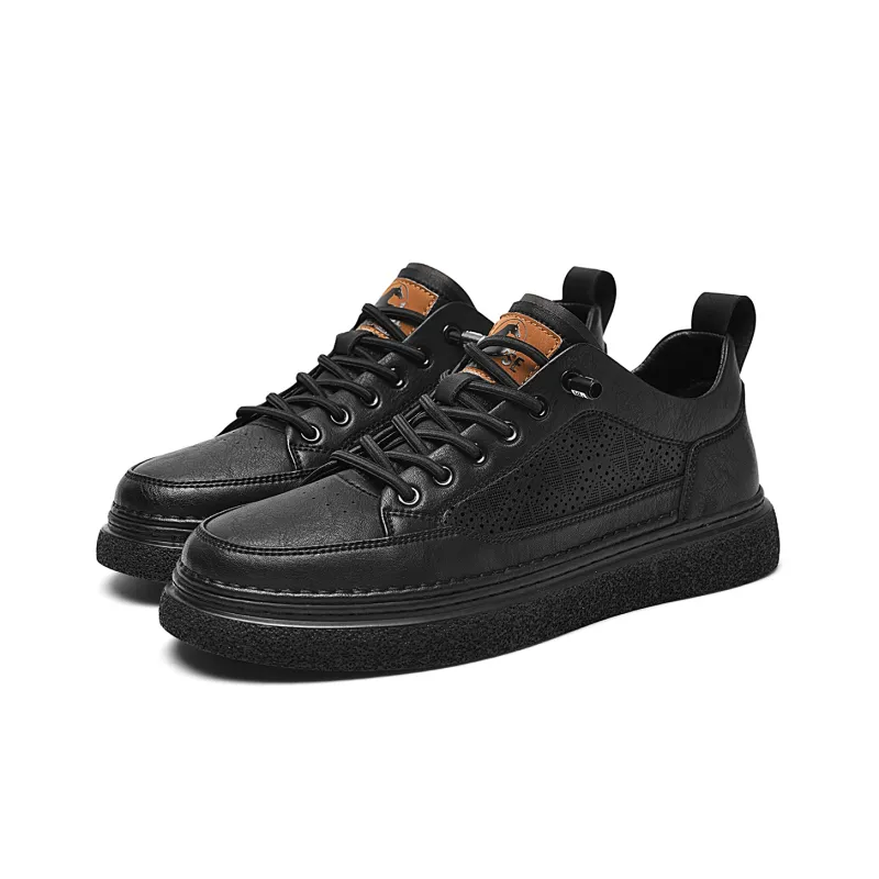 HLA Men's Casual Shoes Men Mid Top Black/Brown-37
