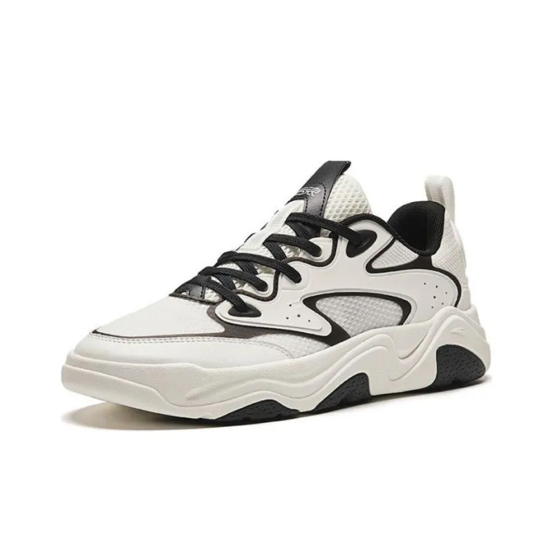 Anta Back Wave Cushioning Wear Resistant Low Top Casual Shoes Men's White Black-1