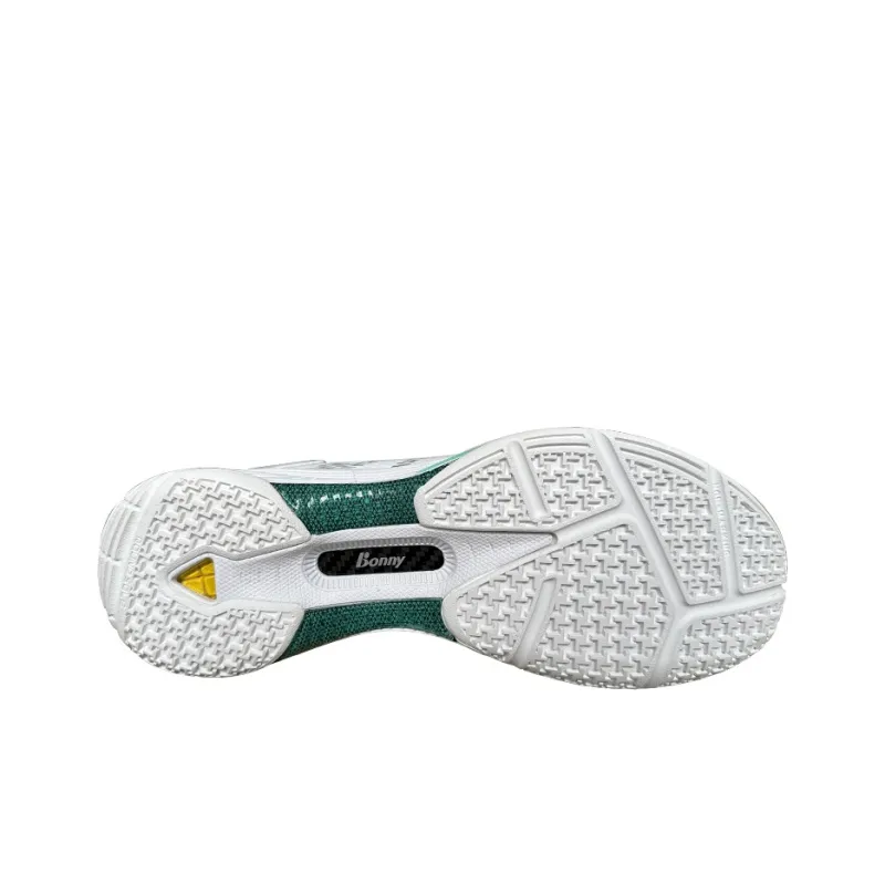 BONNY Anti-Slip Wear-Resistant Low-Top Badminton Shoes White Green-4