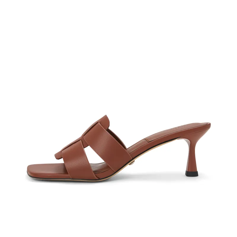 CHARLES&KEITH Composite Sole Slide Slippers Women's Black/Yellow/Dark Brown/Dark Brown-6