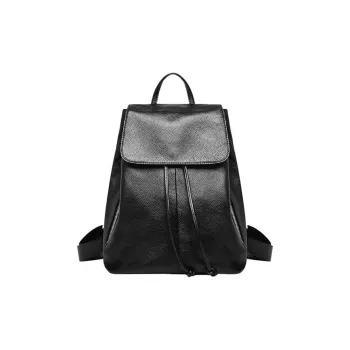 H YXIANG Cow Leather Backpack Regular Women's Black/Royal Blue
