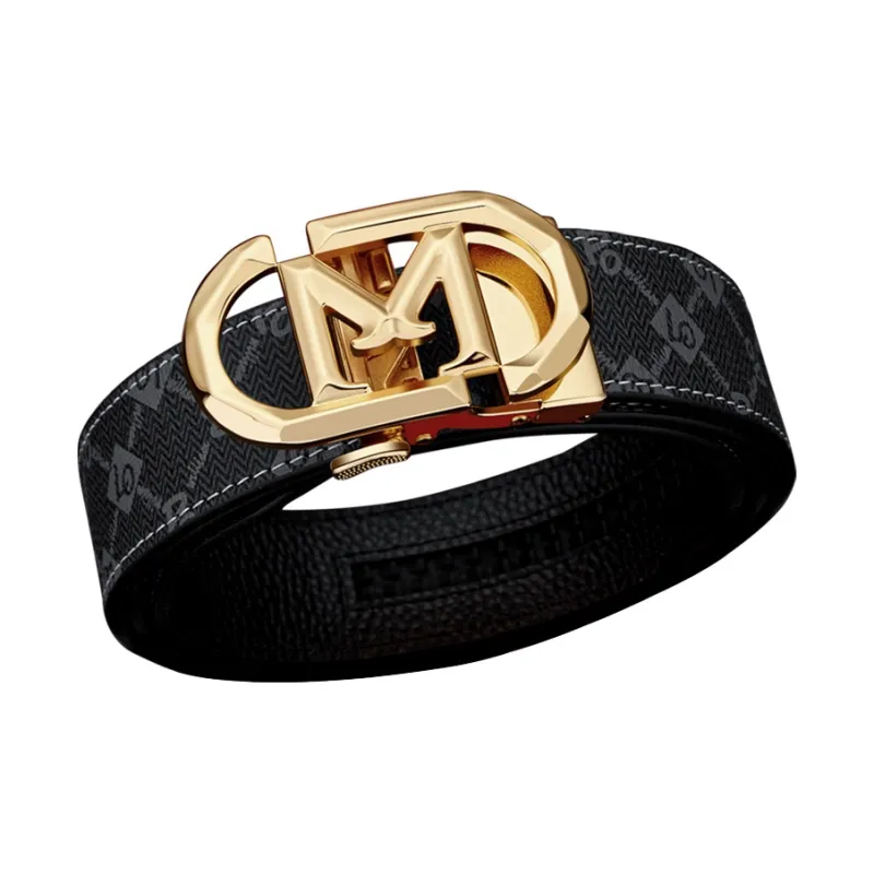 WilliamPOLO PVC Leather Belts Men's Gold 3.5cm Width-4