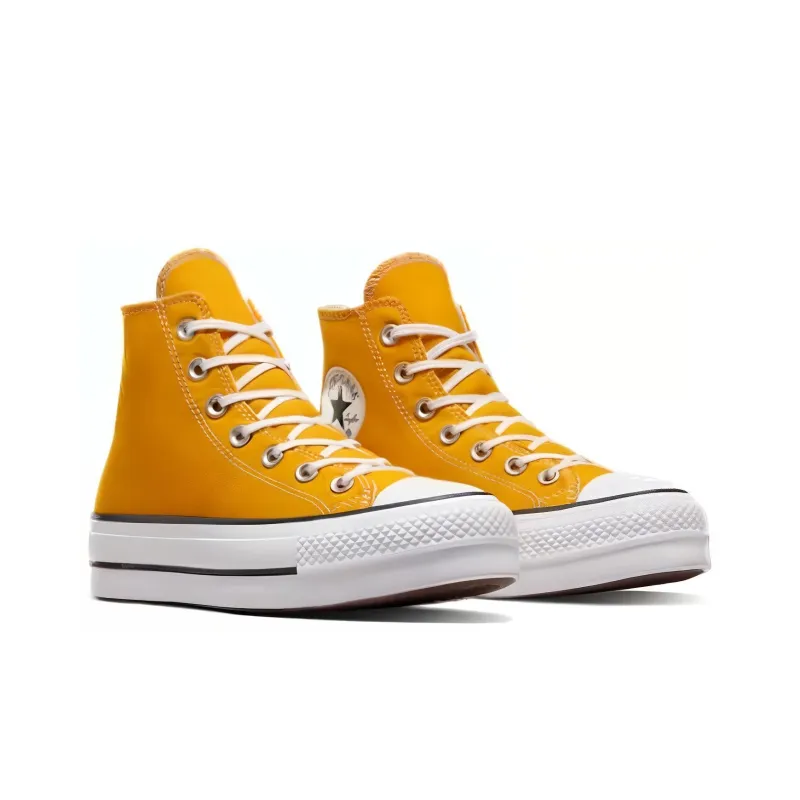 Converse All Star Lift Anti Slip Wear Resistant High Top Canvas Shoes Women's Yellow-3