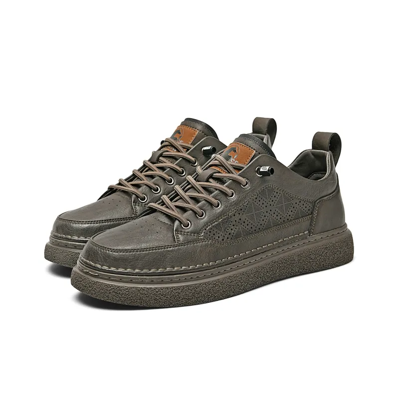 HLA Men's Casual Shoes Men Mid Top Black/Brown-40