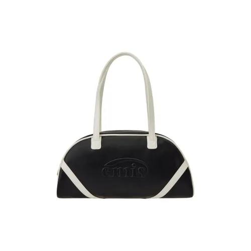 Emis Polyurethane One Shoulder Handbag Unisex Black