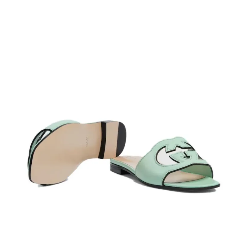 GUCCI Interlocking Slide Slippers Women's Mint Green-5