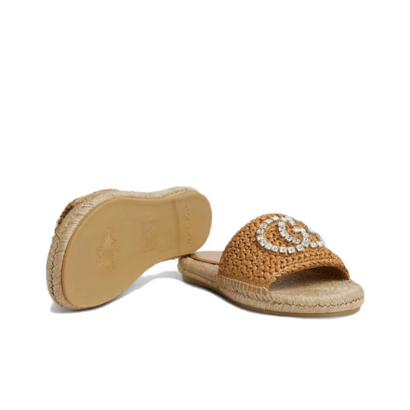 GUCCI Interlocking Slide Slippers Women's Light Brown-5