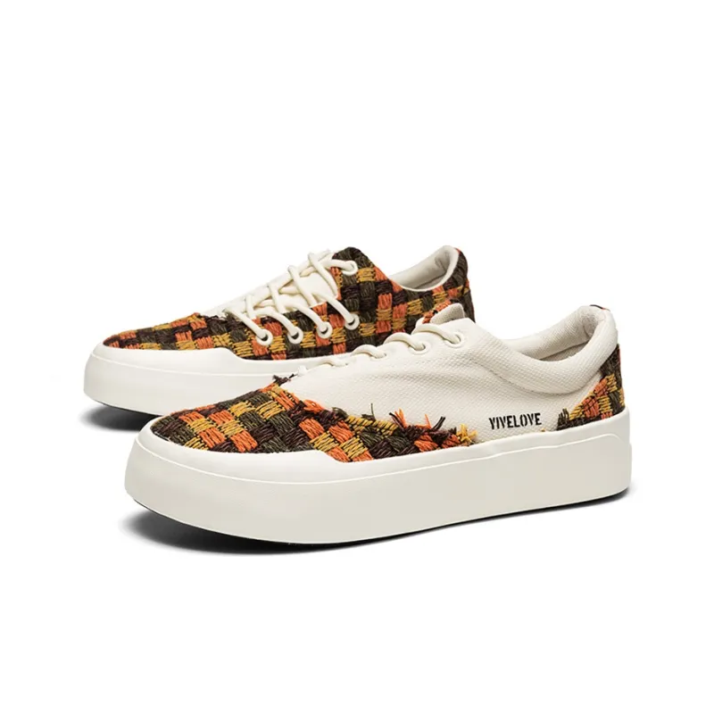 YIVELOVE Anti-Slip And Wear-Resistant Breathable Low-Top Canvas Shoes Unisex Orange-2