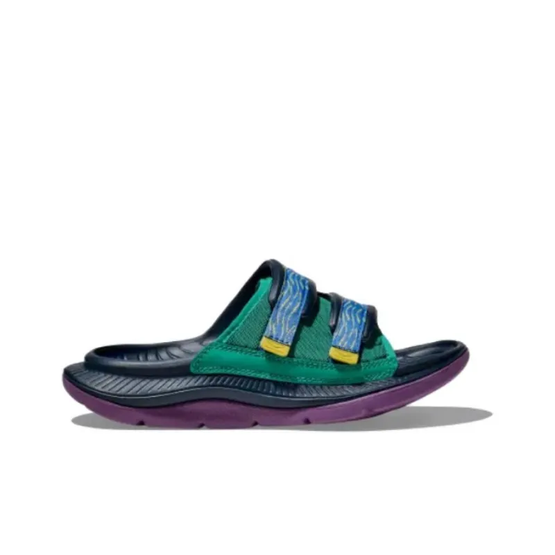 HOKA ONE ONE ORA Luxe Abrasion-Resistant Slide Slippers Unisex Blue Green-1