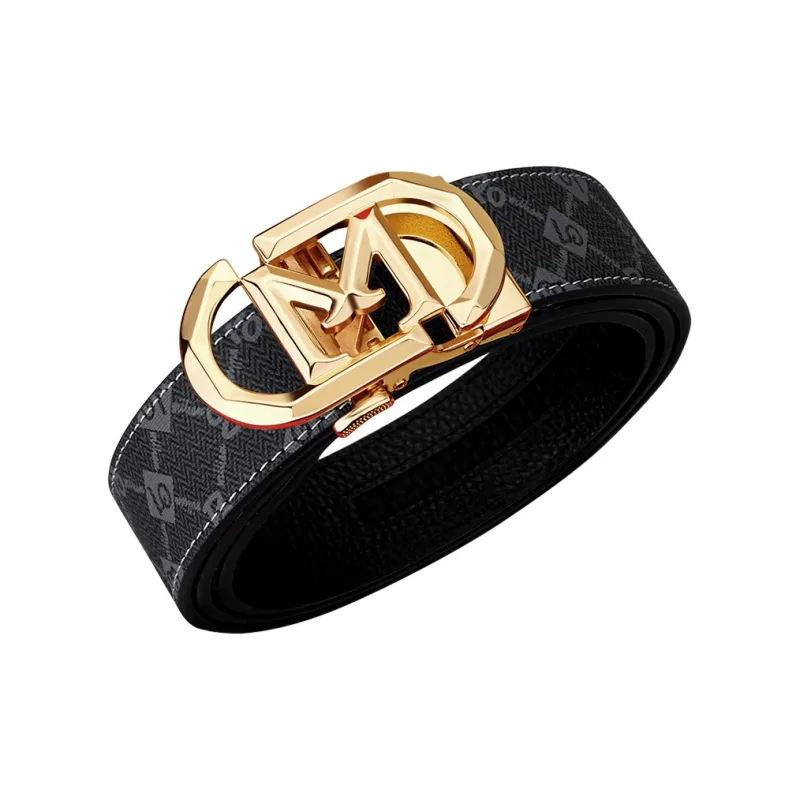 WilliamPOLO PVC Leather Belts Men's Gold 3.5cm Width-1