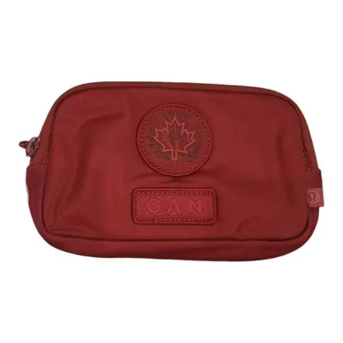 Lululemon Fanny Packs Deep Sports Red Spliced With Light Ivory And Asphalt Gray