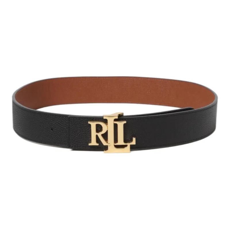 Polo Ralph Lauren Double-Sided Design Leather Belts Women's Black Width: 4CM-0