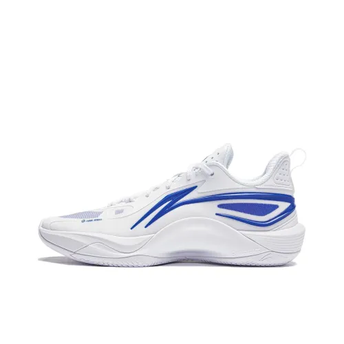 LINING Shining Basketball Shoes Men Low-Top Standard White/Crystal Blue